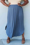 Doublju Comfort Princess Full Size High Waist Scoop Hem Maxi Skirt in Dusty Blue-Trendsi-SatinBoutique