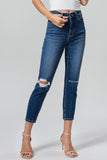 BAYEAS Distressed Washed Cropped Mom Jeans met hoge taille en hoge taille