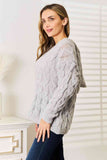 Woven Right Cable-Knit Hooded Sweater-Trendsi-SatinBoutique