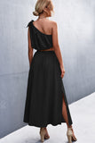 One-Shoulder Sleeveless Cropped Top and Maxi Skirt Set Trendsi