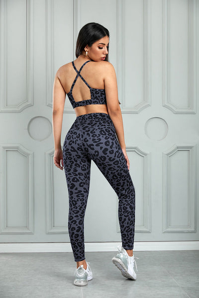 Leopard Sports Bra and Leggings Set Trendsi