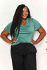 Double Take Ruched V-Neck Short Sleeve T-Shirt-Trendsi-Mid Green-S-SatinBoutique