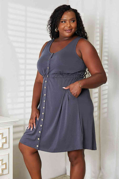 Double Take Sleeveless Button Down Magic Dress, Also Plus sizes-Trendsi-SatinBoutique