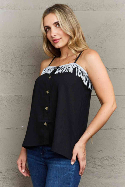 Ninexis It's About Time Lace Detail Loose Cami Top-Trendsi-SatinBoutique