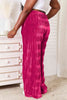 Double Take Full Size High Waist Tiered Shirring Velvet Wide Leg Pants-Trendsi-SatinBoutique