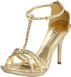 Ellie Shoes IS-E-431-Darling Sandály na podpatku se 4 podpatky, zlaté, 7 bot Ellie