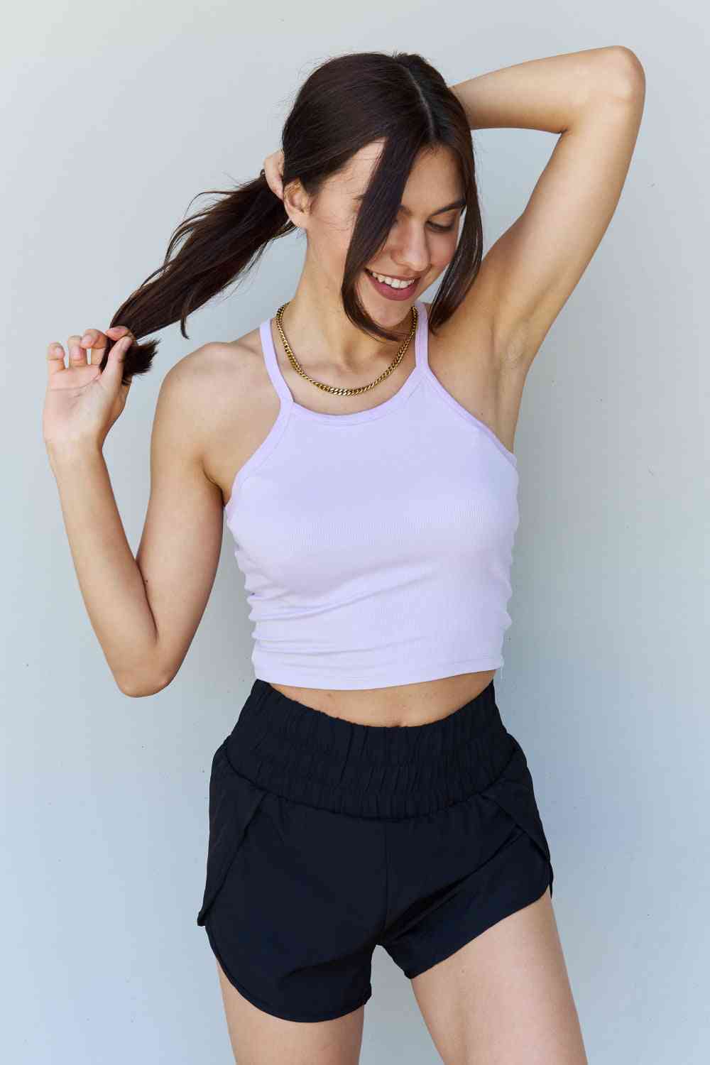 Ninexis Everyday Staple Soft Modal Short Strap Ribbed Tank Top in Lavender-Trendsi-SatinBoutique