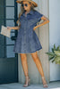 Button Front Raw Hem Denim Dress Trendsi