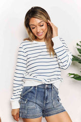 Double Take Striped Long Sleeve Round Neck Top-Trendsi-SatinBoutique