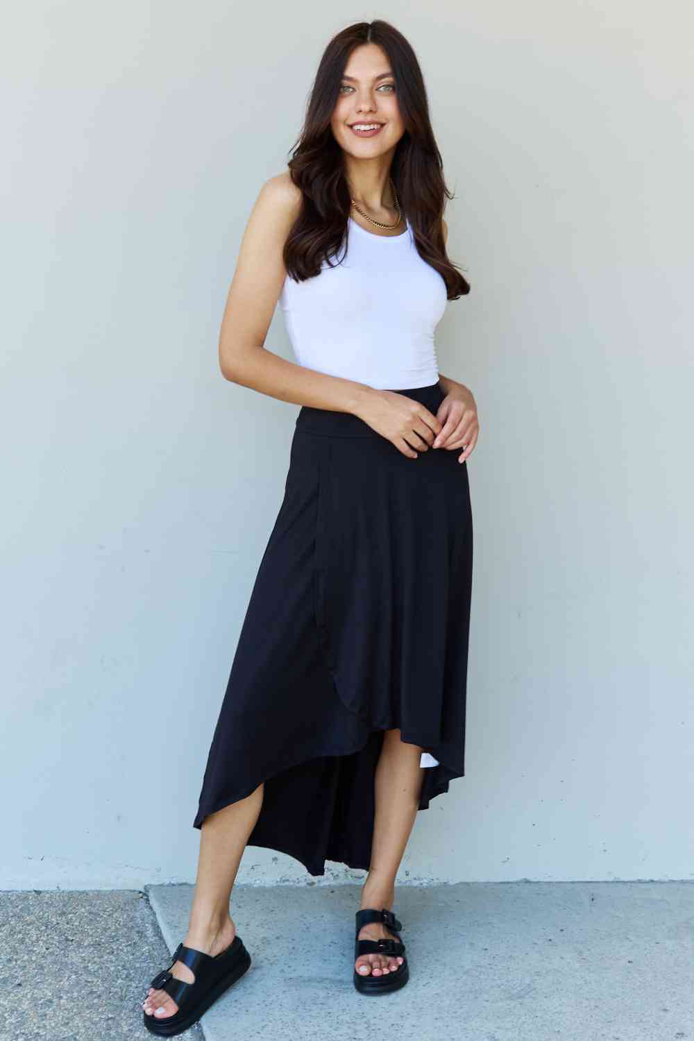 Ninexis First Choice High Waisted Flare Maxi Skirt in Black-Trendsi-SatinBoutique