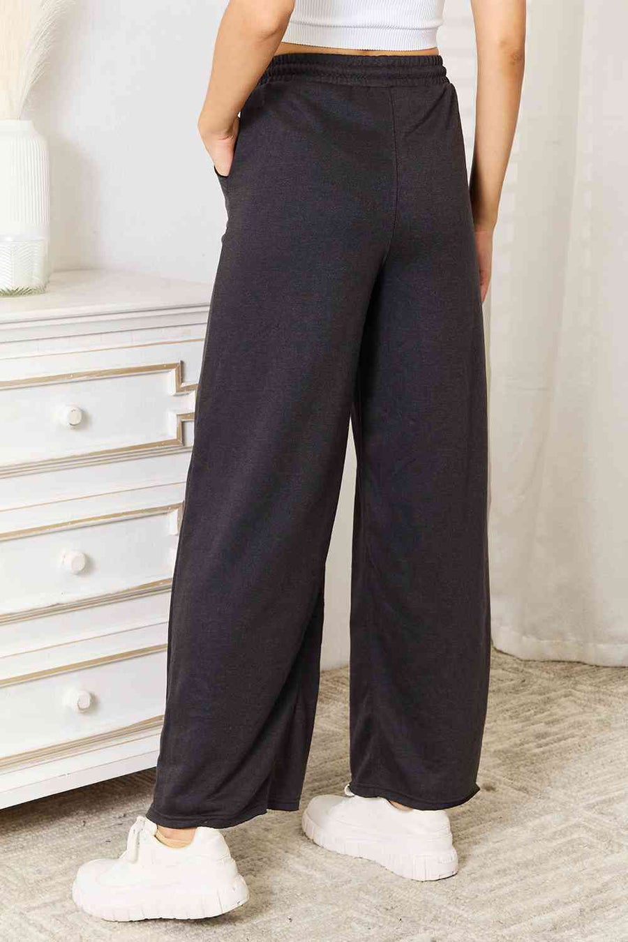 Basic Bae bukser med brede ben-lomme-Trendsi-Charcoal-S-SatinBoutique