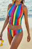 Rainbow Striped Split Bikini Trendsi