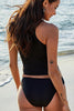 Zip Front Split Swimsuit Trendsi