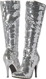 Ellie Shoes IS-E-511-Tin 5 Heel Sequins Knee Boot, Silver, Size 7 Ellie Shoes