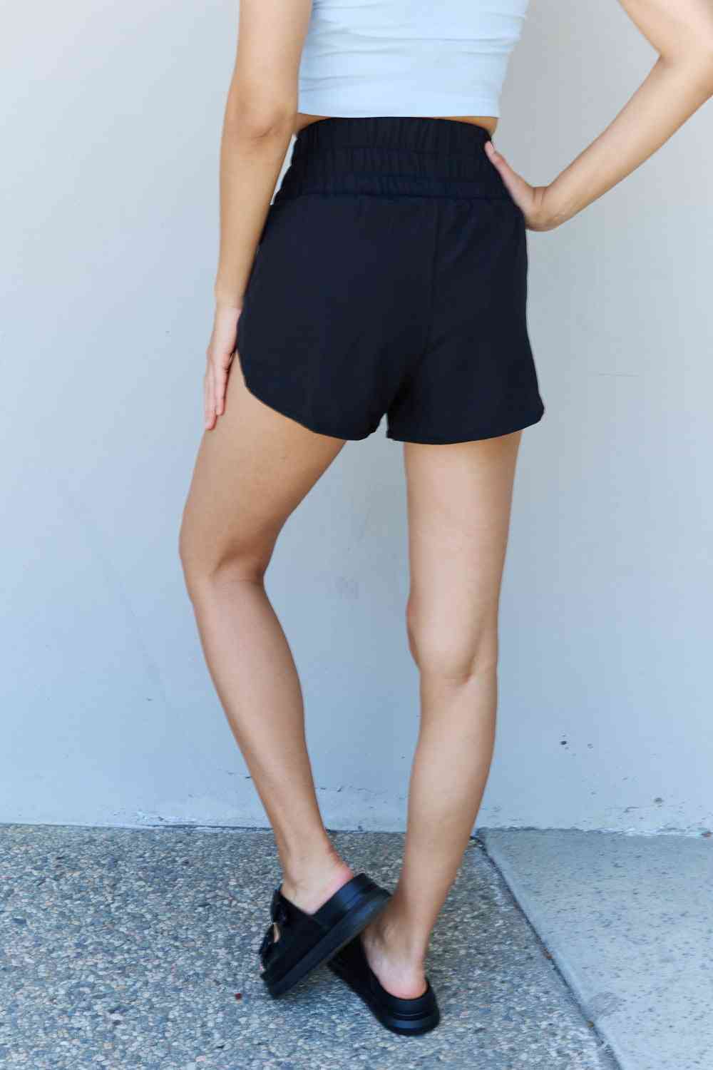 Ninexis Stay Active High Waistband Active Shorts in Black-Trendsi-SatinBoutique