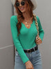 V-Neck Ribbed Knit Top Trendsi