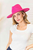 Fame Flat Brim Fedora Fashion Hat-Trendsi-Яскраво-рожевий-Один розмір-SatinBoutique