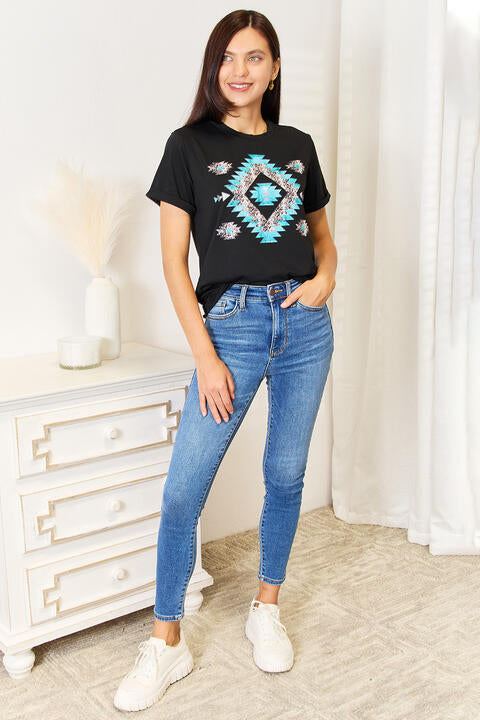 Simply Love Graphic Short Sleeve T-Shirt-Trendsi-SatinBoutique