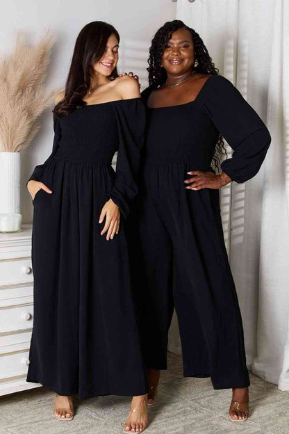 Double Take Square Neck Jumpsuit with Pockets-Trendsi-SatinBoutique