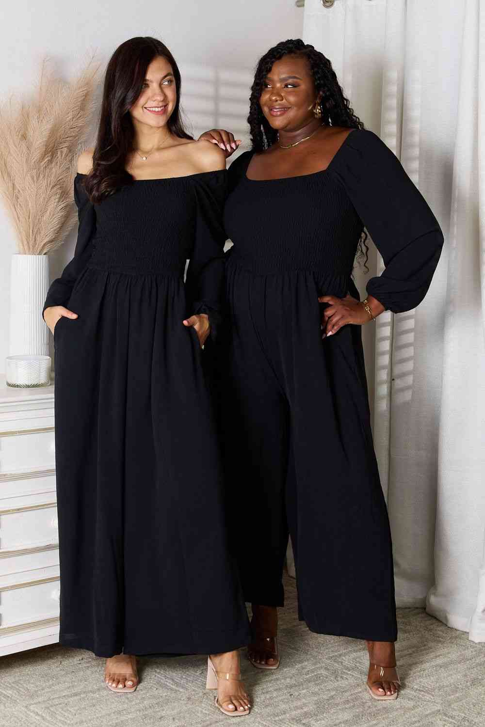 Double Take Square Neck Jumpsuit with Pockets-Trendsi-SatinBoutique