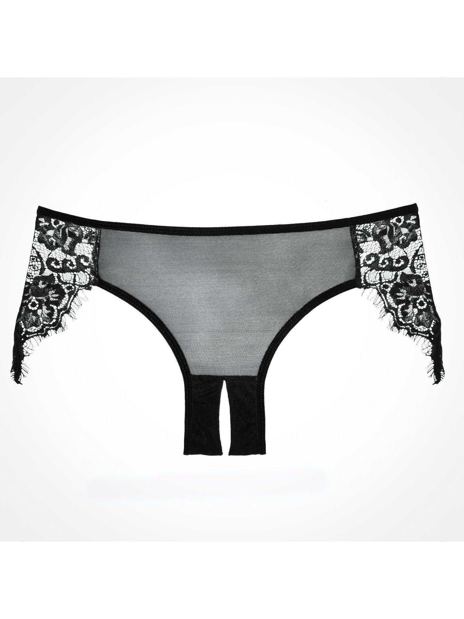 lavish & lacen Dreamy crotchless mesh panty in Black - Panty