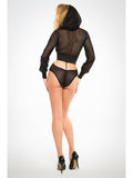 Adore A1021 Fishnet Bodysuit til kvinder med hættetrøje og udskåret rygundertøj