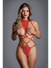Adore A1113R The Paradise...Ultra Strappy & Lace Teddy-Pixie G-String med spets frontpanel-Allure Lingerie-Red-O/S-SatinBoutique