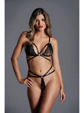 Adore A1114B The Flame…Strappy Lace Bra & Thong Set-Pixie G-String with lace front panel-Allure Lingerie-Black-O/S-SatinBoutique