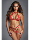 Adore A1116R The Sweetest…Strappy Lace Bra at Panty Set-Pixie G-String na may lace front panel-Allure Lingerie-Red-O/S-SatinBoutique