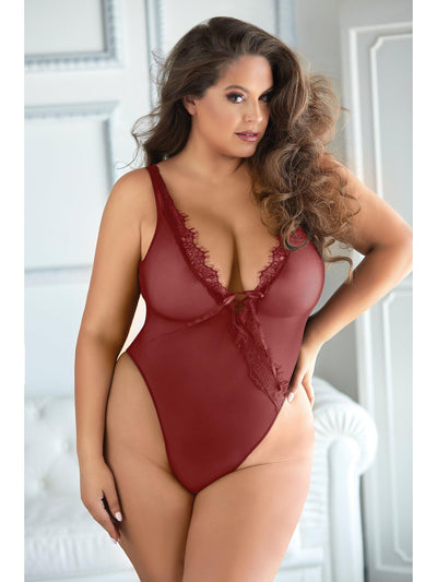 Allure 4-1063 Leilani Mesh & Eyelash Lace Open Teddy Allure Lingerie