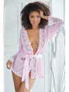 ألور لانجيري 17-6072P Nina Robe & G-string ، ارتدي مجموعة ملابسك الخيالية الأكثر حميمية-رداء وسراويل داخلية-Allure Lingerie-Pink-S / M-SatinBoutique