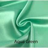 Custom made FITTED SHEET of Silky Lingerie Satin, Queen, and Full-BEDDING-Satin Boutique-Aqua Green-Queen-SatinBoutique