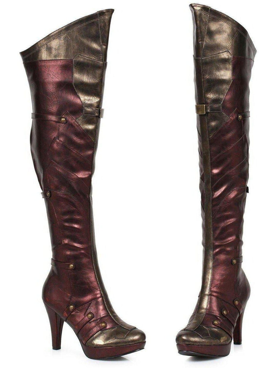 Sapato Ellie IS-E-414-WONDER Bota alta de 4 polegadas feminina, tamanho 11-coxa-Botas Ellie-Sapatos Ellie-11-Vermelho Escuro-CetimBoutique