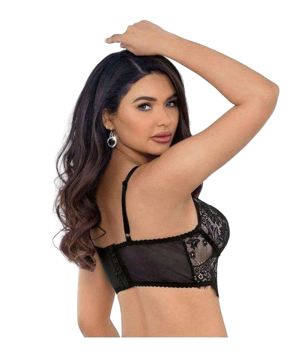 Escante IS-61033  Ravishing Eyelash lace Lace Underwire Bralette, Black, Size 38 - lace bralette