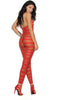 Elegant Moments  EM-1632 Opaque and diamond net striped bodystocking Elegant Moments