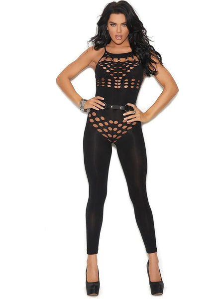 Elegant Moments EM-82183 Opaque Footless Bodystocking-Bodystocking-Elegant Moments-O/S-Black-SatinBoutique