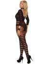 Elegant Moments EM-82184Q Long Sleeve Bodystocking-Bodystocking-Elegant Moments-Q/S-Black/Red-SatinBoutique