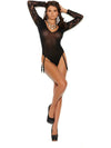 Elegant Moments EM-82270 Long Sleeve Lace and Opaque Teddy-Teddy-Elegant Moments-Black-O/S-SatinBoutique