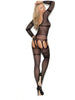 Elegant Moments EM-1366 Long sleeve crochet suspender bodystocking Elegant Moments