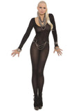 Elegant Moments EM-1606 Opaque Long Sleeve Crotch Bodystocking Also in plus size Elegant Moments