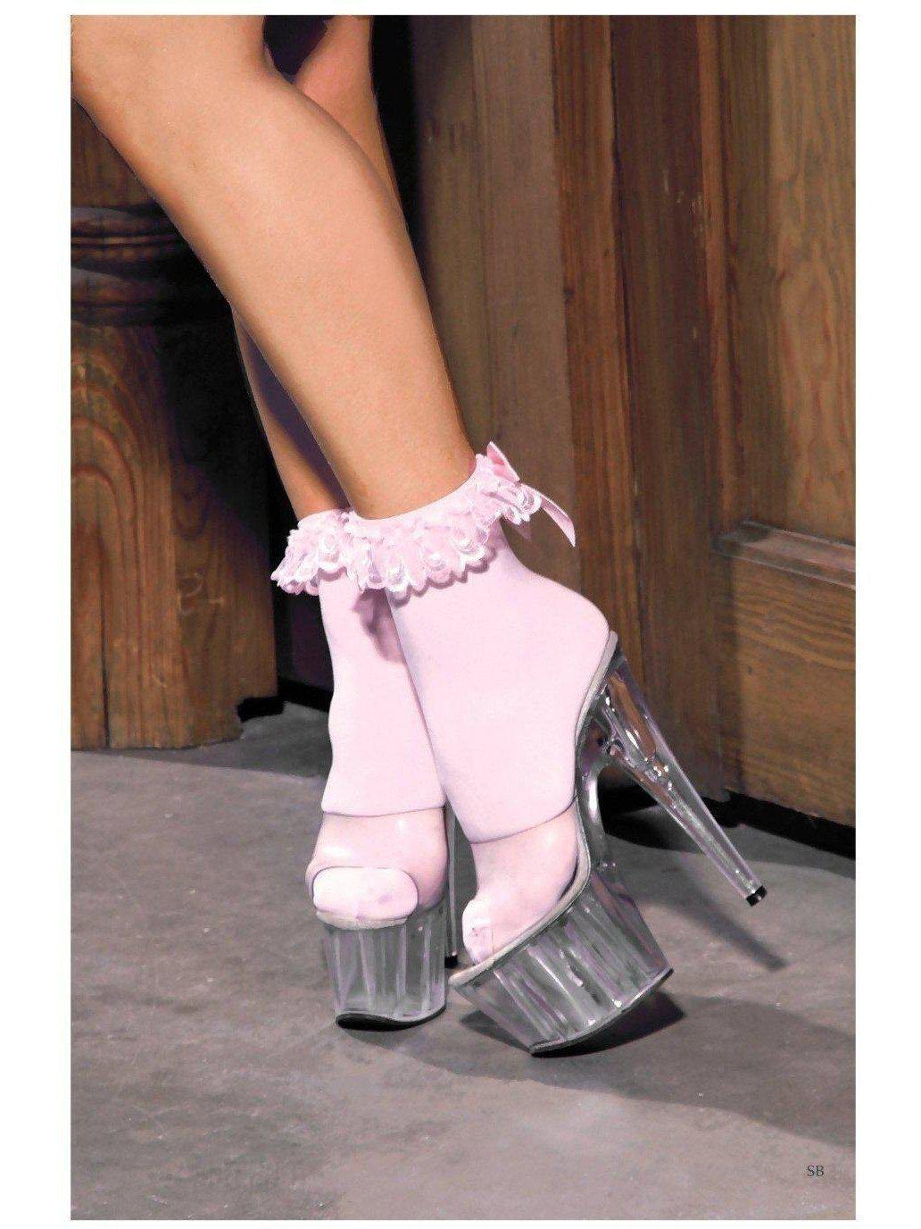 Elegant Moments EM-1784 Nylon Anklet With Ruffle & Satin Bow Elegant Moments