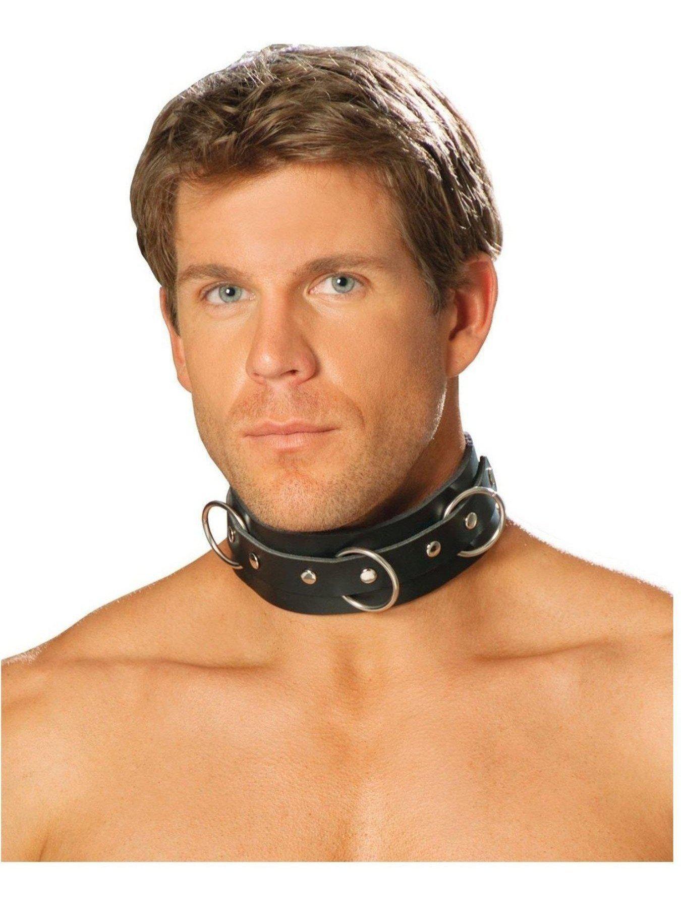 لحظات أنيقة EM-L9066 طوق جلدي مع حلقات O ورؤوس أظافر لحظات أنيقة من الجلد