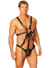 Elegant Moments EM-L9132 Men's Leather harness with attached pouch Elegant Moments