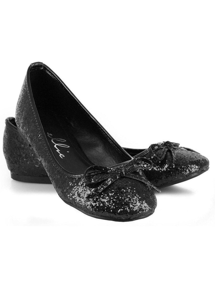 Ellie Shoes E-016-Mila-G Adult Glitter Flat With Bow Ellie Shoes