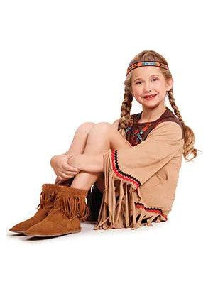 Ellie 101 E-XNUMX-Meeko Flat Παιδικά παπούτσια Moccasin Boot με Fringe Ellie Shoes