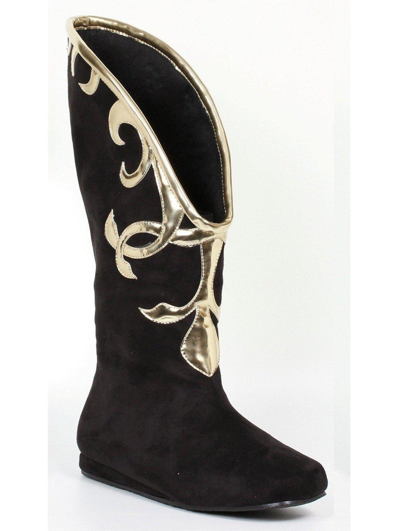 Ellie Shoes E-103-Alba Flat Microfiber Boot with Gold Trim Ellie Shoes