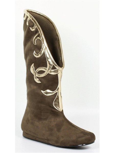Ellie Shoes 103-Alba Flat Microfiber Boot - Elegant Gold Trim Ankle Boots in Black, Brown, Olive Ellie Shoes