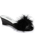 Ellie Shoes E-171-Phoebe 2 Heel Satin Maribou Slippers Ellie Shoes