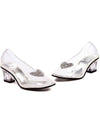 Ellie Shoes E-201-Ariel 2 Heel Clear with ვერცხლისფერი ბრჭყვიალა გულის ფლოსტით ბავშვები Ellie Shoes