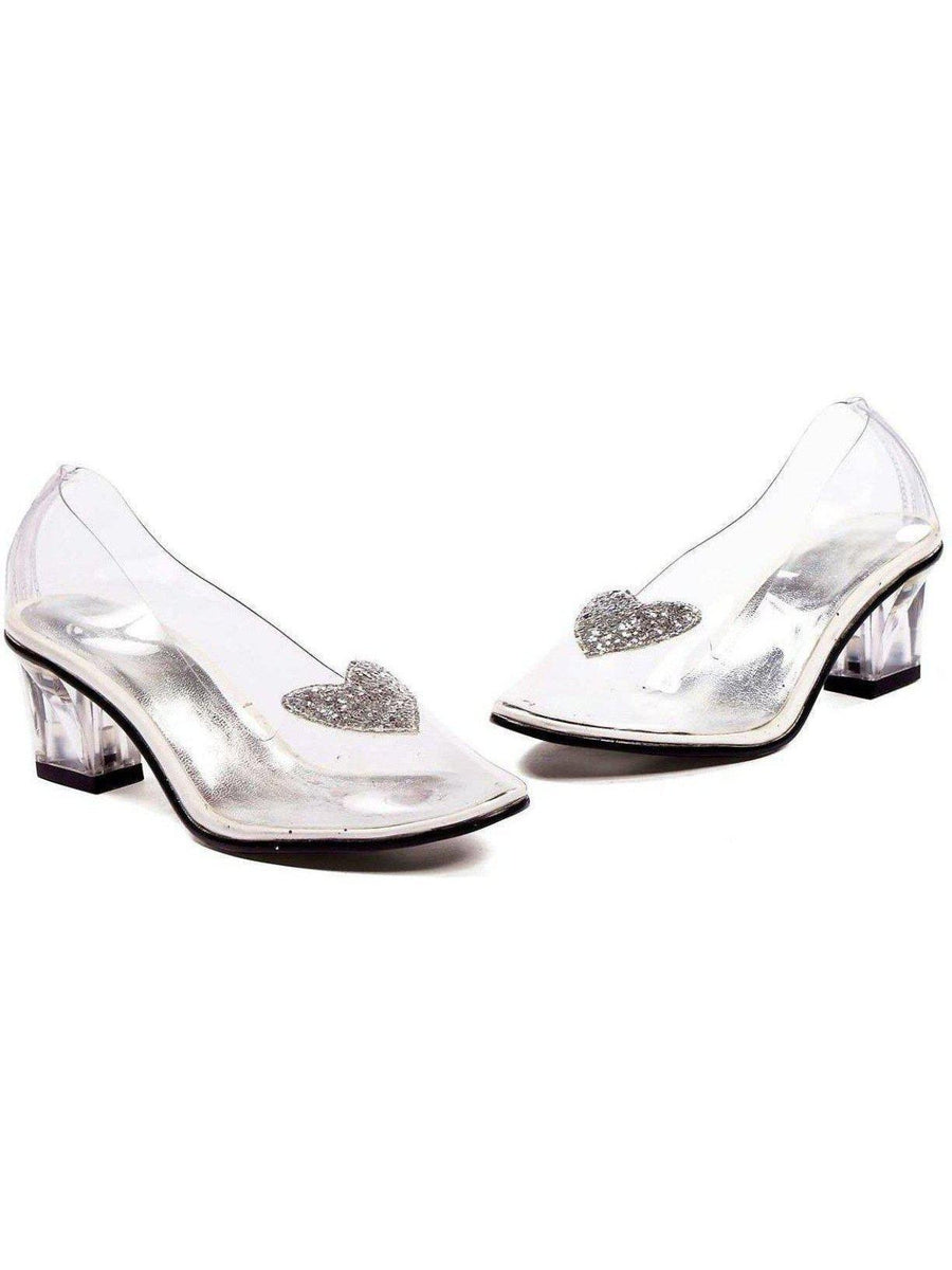 Sapatos Ellie E-201-Ariel 2 Salto Transparente com glitter prata e coração sapatinho infantil Sapatos Ellie